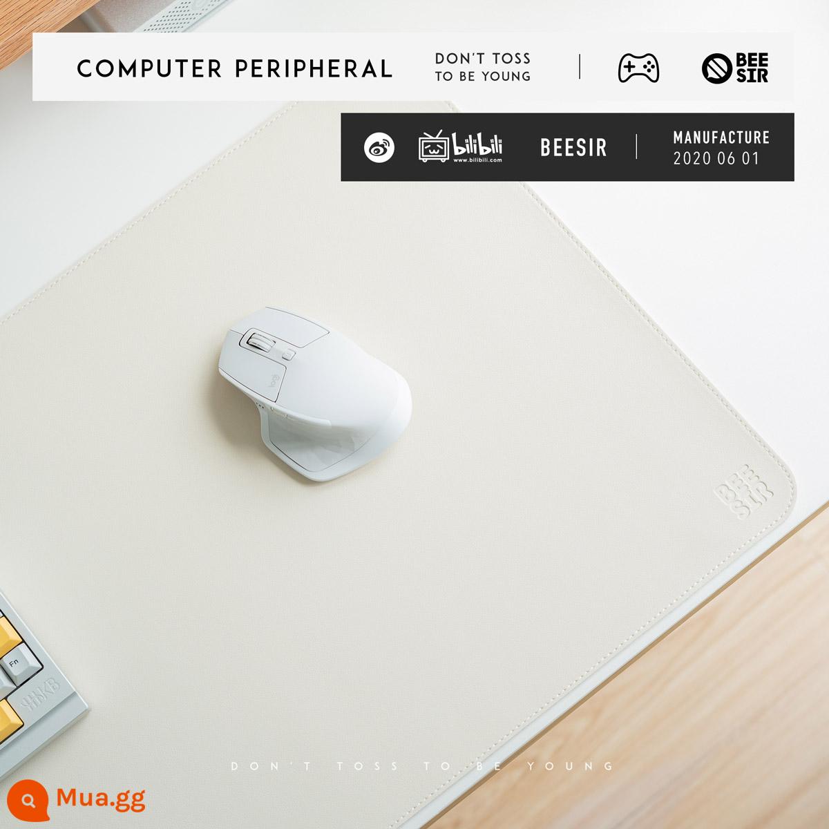 Miếng lót chuột bằng da beesir Miếng lót chuột máy tính xách tay Apple để bàn bàn làm việc chống thấm nước bàn học sinh quá khổ bằng da chống trượt bàn phím trò chơi chơi game nữ và nam cạnh khóa màu đặc tùy chỉnh - Mẫu mới được nâng cấp chính thức [màu trắng nhạt]