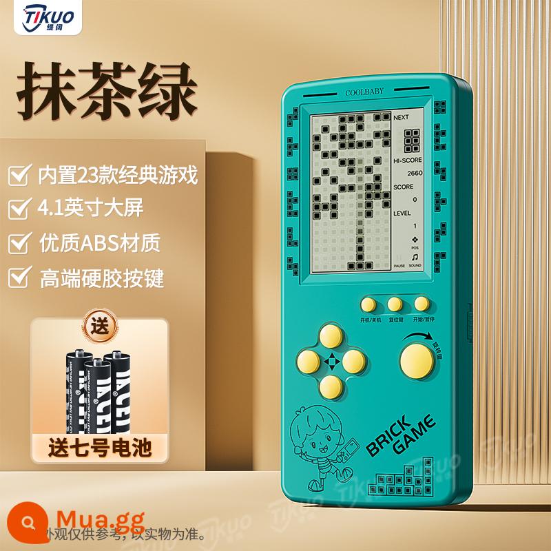 [Mới 2023] Máy chơi game cầm tay Máy chơi game Tetris 4,1 inch màn hình lớn phát triển câu đố trí thông minh cổ điển hoài cổ tuổi thơ trẻ em máy khối cầm tay kiểu cũ nhỏ nhỏ - Màu xanh Matcha [màn hình lớn 4,1 inch] chất liệu thân thiện với môi trường ▲ chống mài mòn và chống rơi