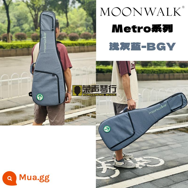 MOONWALK Đơn Giản Đơn Giản Dòng Đàn Guitar Điện Bass Điện Dân Gian Acoustic Buổi Biểu Diễn Túi Ba Lô - Metro Series Compact [Túi biểu diễn âm trầm màu xám nhạt màu xanh lam]