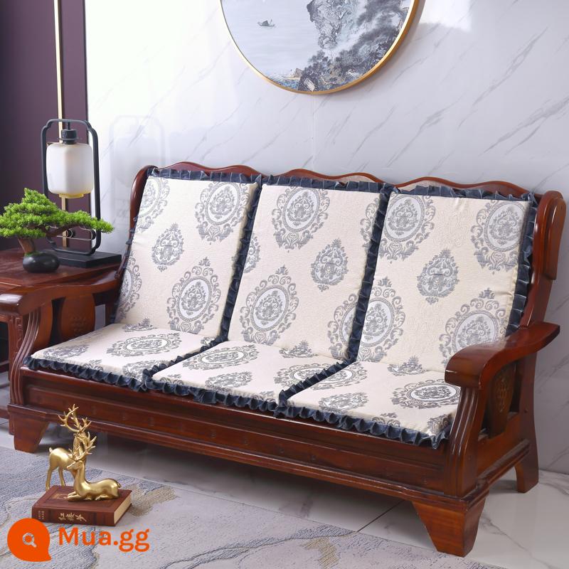 Sofa gỗ đệm có tựa lưng đệm ghế gỗ đệm một mảnh gỗ gụ thoáng mát đệm ghế dày đệm mùa đông - Đen, gia đình vĩ đại, kinh doanh vĩ đại - xám bạc