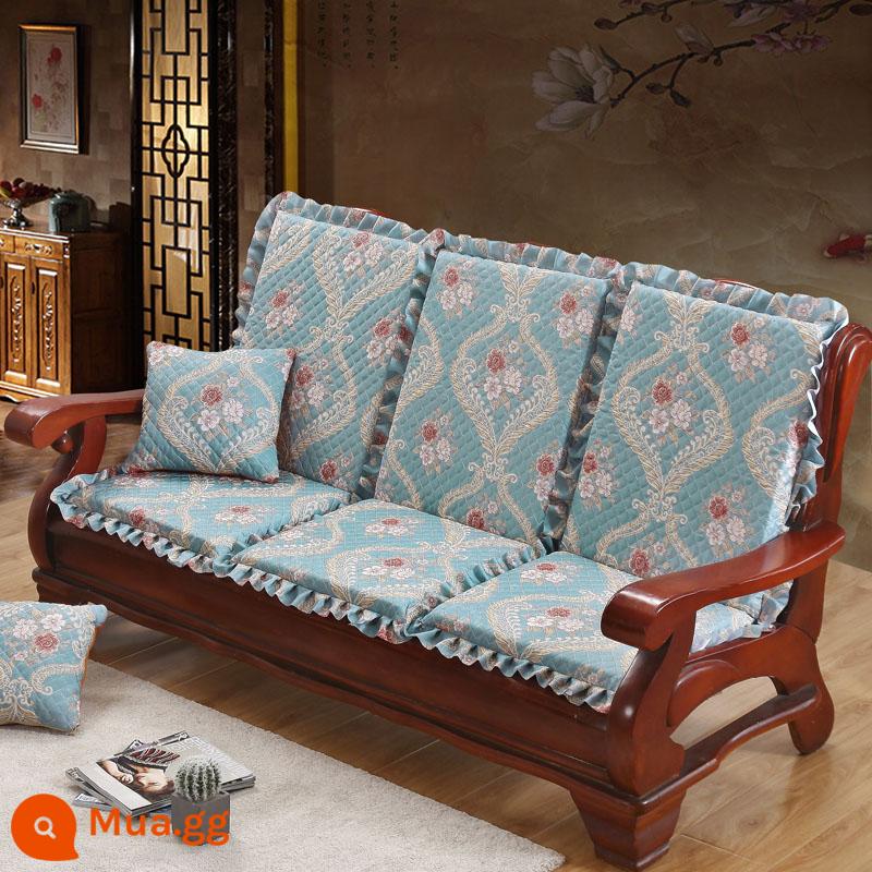 Sofa gỗ đệm có tựa lưng đệm ghế gỗ đệm một mảnh gỗ gụ thoáng mát đệm ghế dày đệm mùa đông - Xanh nhạt Alice-Xanh