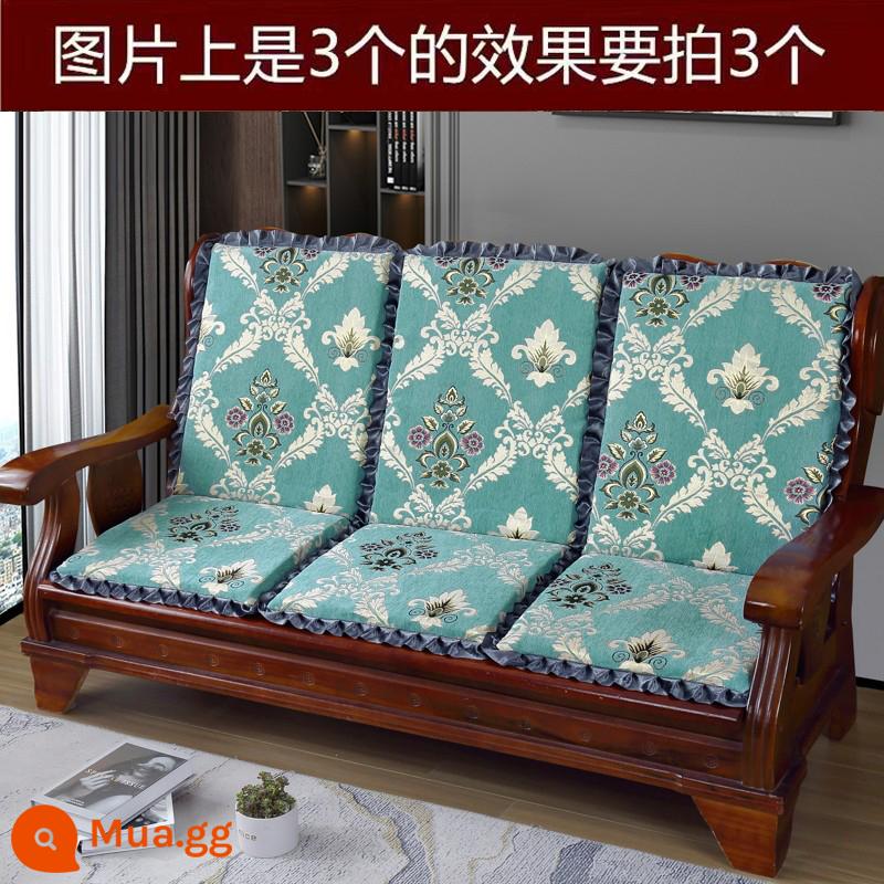 Sofa gỗ đệm có tựa lưng đệm ghế gỗ đệm một mảnh gỗ gụ thoáng mát đệm ghế dày đệm mùa đông - Chenille, ngôi nhà đầy vàng và ngọc - Lake Blue