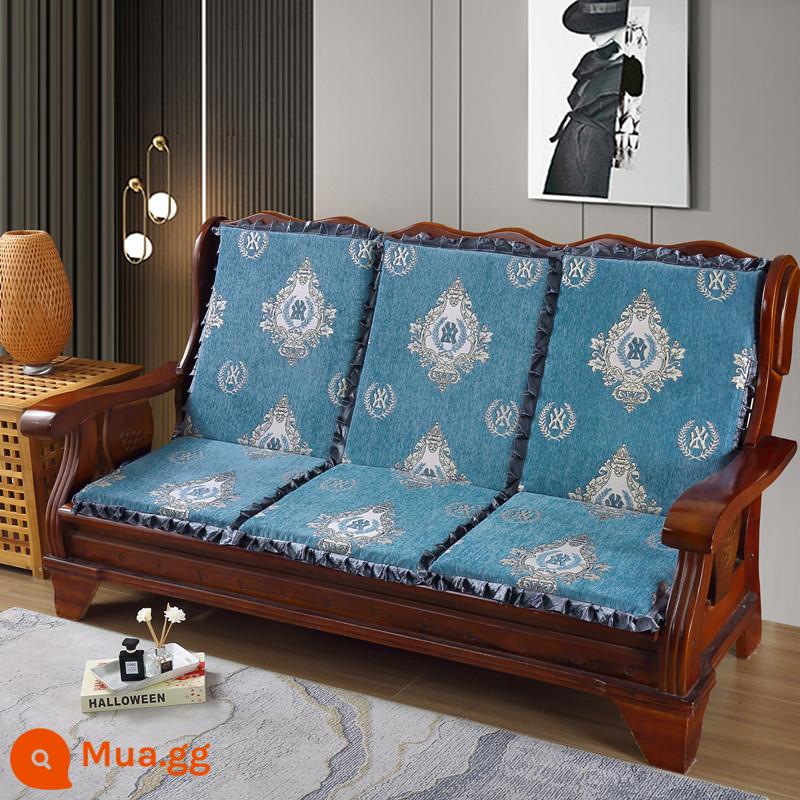 Sofa gỗ đệm có tựa lưng đệm ghế gỗ đệm một mảnh gỗ gụ thoáng mát đệm ghế dày đệm mùa đông - Mantangcai-Xanh