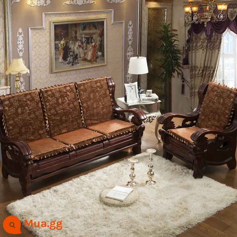 Sofa gỗ đệm có tựa lưng đệm ghế gỗ đệm một mảnh gỗ gụ thoáng mát đệm ghế dày đệm mùa đông - dập cà phê