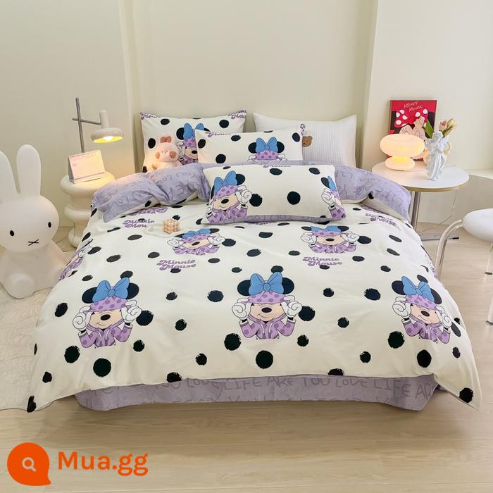 Lựa chọn Nanfeng [Ủy quyền chính hãng] Disney Youcai Cotton Home Bed Ký túc xá bốn mảnh Bộ phim hoạt hình ba mảnh - Mickey thời thượng