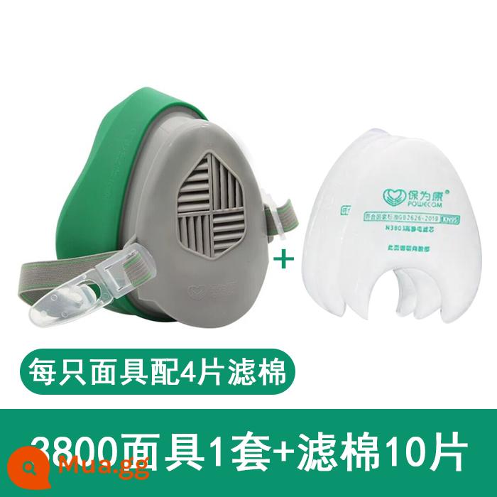 Mặt nạ chống bụi Baoweikang 3800 chống bụi mài công nghiệp thoáng khí có thể giặt được mặt nạ bảo vệ miệng và mũi cho nam và nữ - 1 bộ khẩu trang 3800 + 10 miếng bông lọc