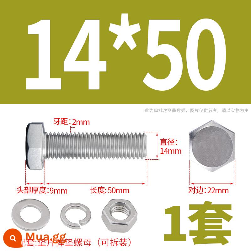 Bộ ốc vít và đai ốc lục giác bên ngoài bằng thép không gỉ 304 Bộ bu lông và ốc vít mở rộng M4M5M6M8M10M12 - M14*50(1 bộ)