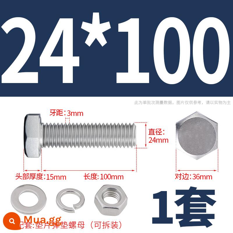 Bộ ốc vít và đai ốc lục giác bên ngoài bằng thép không gỉ 304 Bộ bu lông và ốc vít mở rộng M4M5M6M8M10M12 - M24*100(1 bộ)