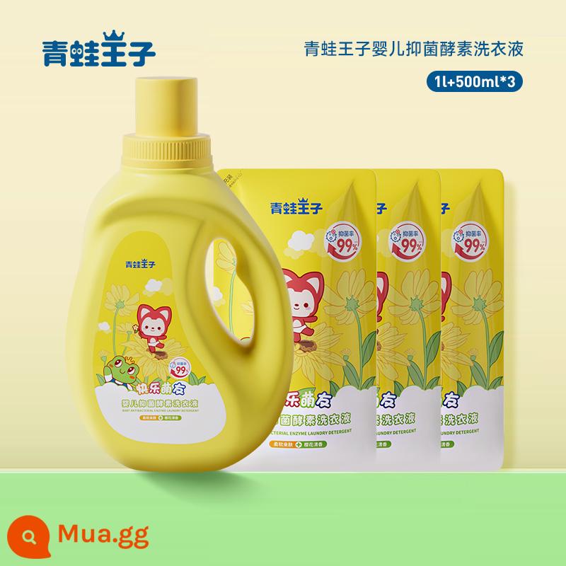 Nước giặt trẻ em Frog Prince cho bé sơ sinh đặc biệt nước giặt kháng khuẩn enzyme tự nhiên dành cho trẻ em và người lớn - 5 pound sản phẩm kháng khuẩn và diệt ve (1 chai * 3 túi)