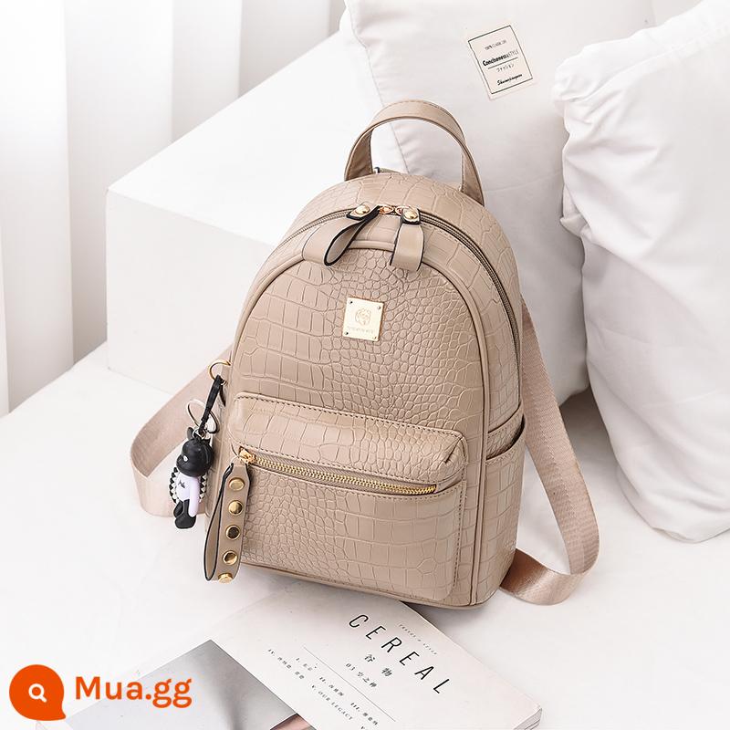 Ins Net Red Superfire Twees Nữ Summer 2022 Phiên bản mới của Hàn Quốc về thời trang Tide Rivet Rivet Backpack Túi thông thường - [Họa Tiết Cá Sấu] Kaki Nhỏ