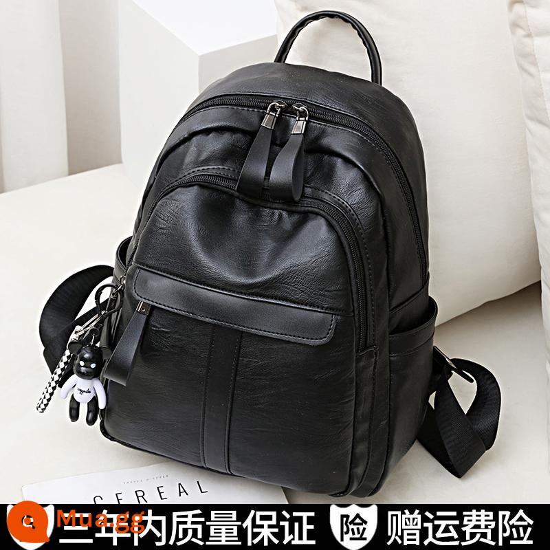 Túi trở lại Nữ 2022 Thời trang mới Phiên bản Hàn Quốc của Backpack Da Bag Bag Wild Bag Versatile Túi lớn học sinh học sinh học sinh học lớn - Da mềm màu đen size lớn [33CM*28CM]