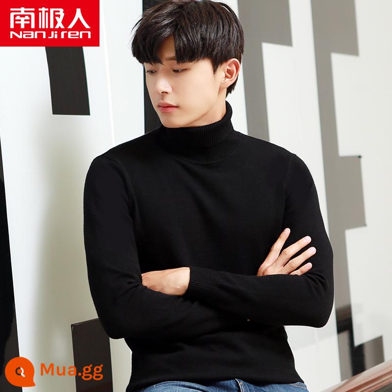 Áo len cao cổ lông cừu nam mùa đông mới lớp bên trong dày bán đan đáy áo len quần áo len không có cashmere - 8783 đen [áo cổ lọ dày]