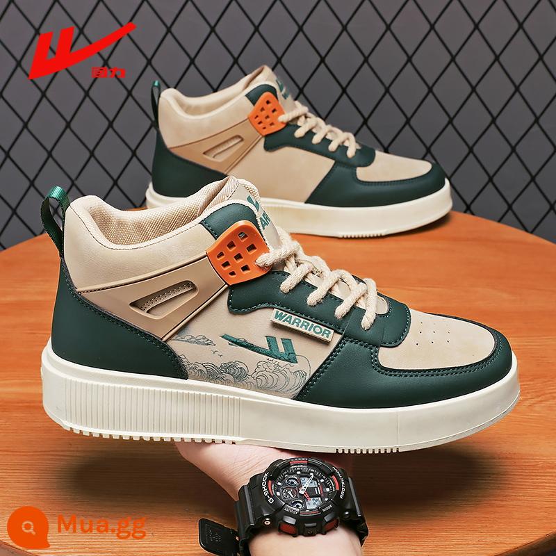 Kéo Lại Nam Plus Nhung Ấm Cotton Giày Mùa Đông 2022 Tăng Chiều Cao Thể Thao Cổ Cao Ống Sneaker Nam Size Lớn 45 - Khaki đen và xanh