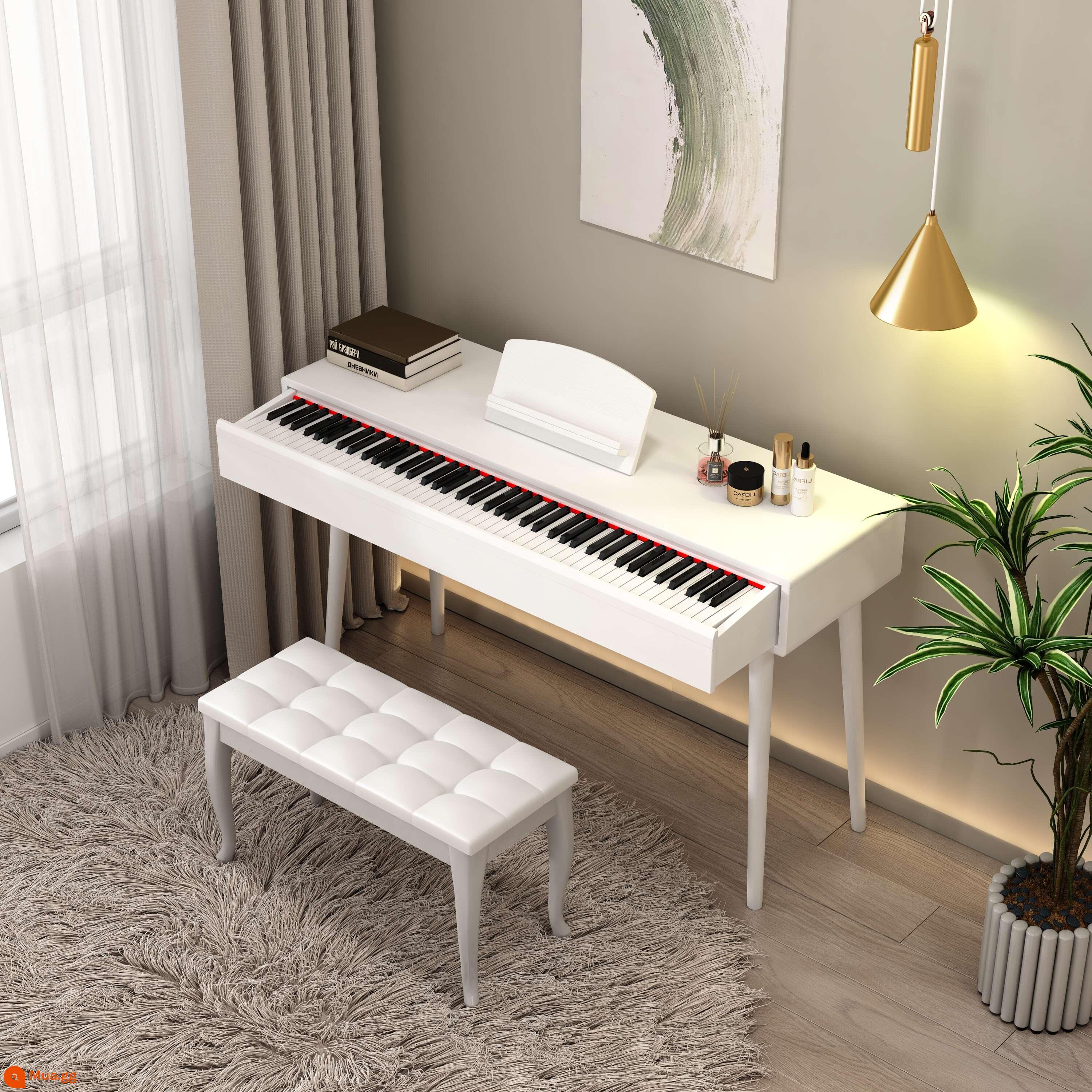 Bàn Schumanjia Đàn Piano Ngăn Kéo Gỗ Chắc Chắn Đàn Piano Điện Tử Búa 88 Phím Cho Người Lớn, Trẻ Em, Người Mới Bắt Đầu, Di Động - Ngăn kéo đàn piano màu trắng (bàn sử dụng kép) trọng lượng + giá đẩy ghế