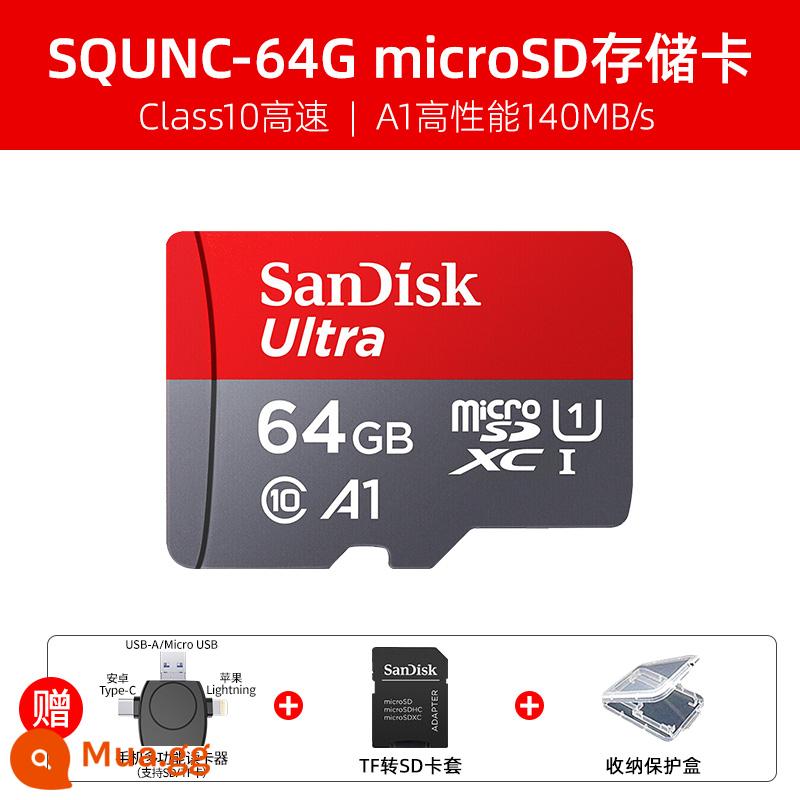 Thẻ nhớ SanDisk 64g tốc độ cao điện thoại di động lái xe ghi thẻ nhớ mở rộng thẻ microsd thẻ nhớ thẻ tf - Đầu đọc thẻ đa năng điện thoại di động 64GB+