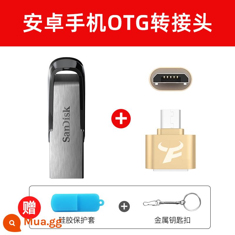 SanDisk U disk 64g flash tốc độ cao USB3.0 CZ73 64GUSB ổ đĩa flash kim loại mã hóa tùy chỉnh chữ xe hơi 64g - CZ73-64GB Đen + Bộ chuyển đổi điện thoại di độngOTG