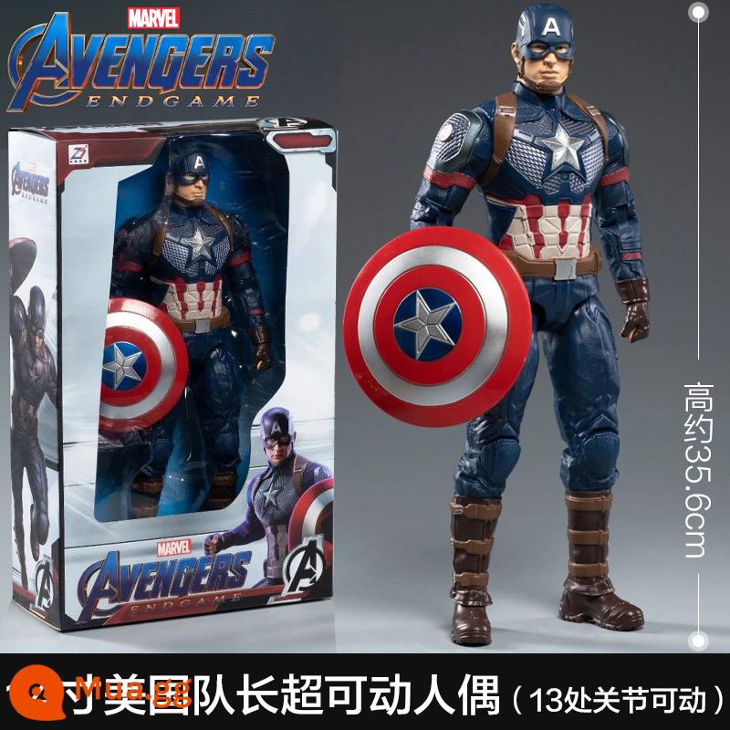 Giữa di chuyển Hulk mô hình Liên minh Marvel Avengers xung quanh bé trai búp bê lớn trang trí nhãn hiệu đồ chơi - Captain America lớn 14 inch [13 khớp di động + cao khoảng 36cm + tấm chắn có thể tháo rời]