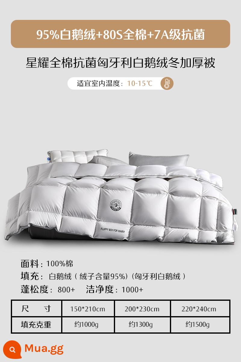 Mercury Home Dệt may 180 cotton Ba Lan nhập khẩu 95 lông ngỗng trắng xuống chăn mùa đông chăn dày chăn mùa đông ấm áp - Chăn bông dày [95 Lông ngỗng trắng Hungary + Kháng khuẩn] [Trắng Yên tĩnh] Dòng nhập khẩu