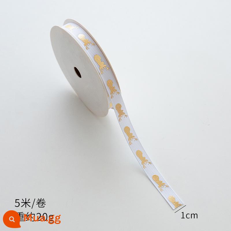 Nuoqi 5m thư Giáng sinh ribbon ribbon diy hộp quà tặng bao bì bowknot nung ruy băng đồ trang trí Giáng sinh - Nai sừng tấm trắng 1cm