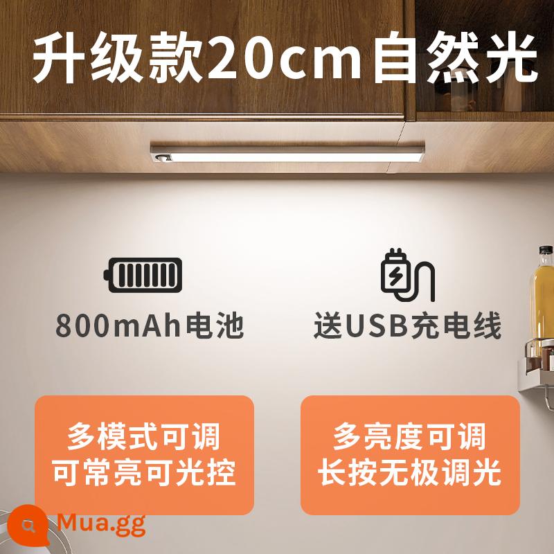 Edron cảm ứng cơ thể con người có thể sạc lại thanh ánh sáng tủ rượu đèn led tủ quần áo tổng thể tủ dài dải tủ giày không dây hút từ tính tự dính - Model nâng cấp tuổi thọ pin-ánh sáng tự nhiên 20cm [hai chế độ + điều chỉnh độ sáng]