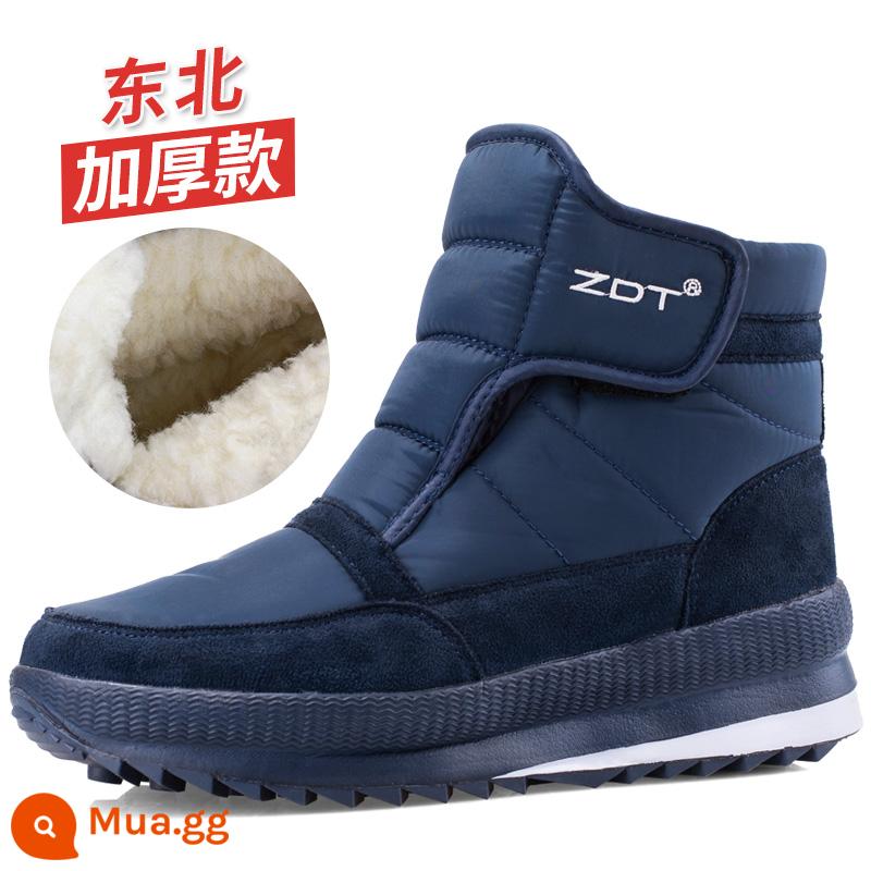 Cáp Nhĩ Tuyết dày Boots nam Giày ấm áp mùa đông chống thấm nước cộng với người cha nhung và Lady Đông Bắc Giày bông lớn - Quần Z35 nam màu xanh navy chuẩn size