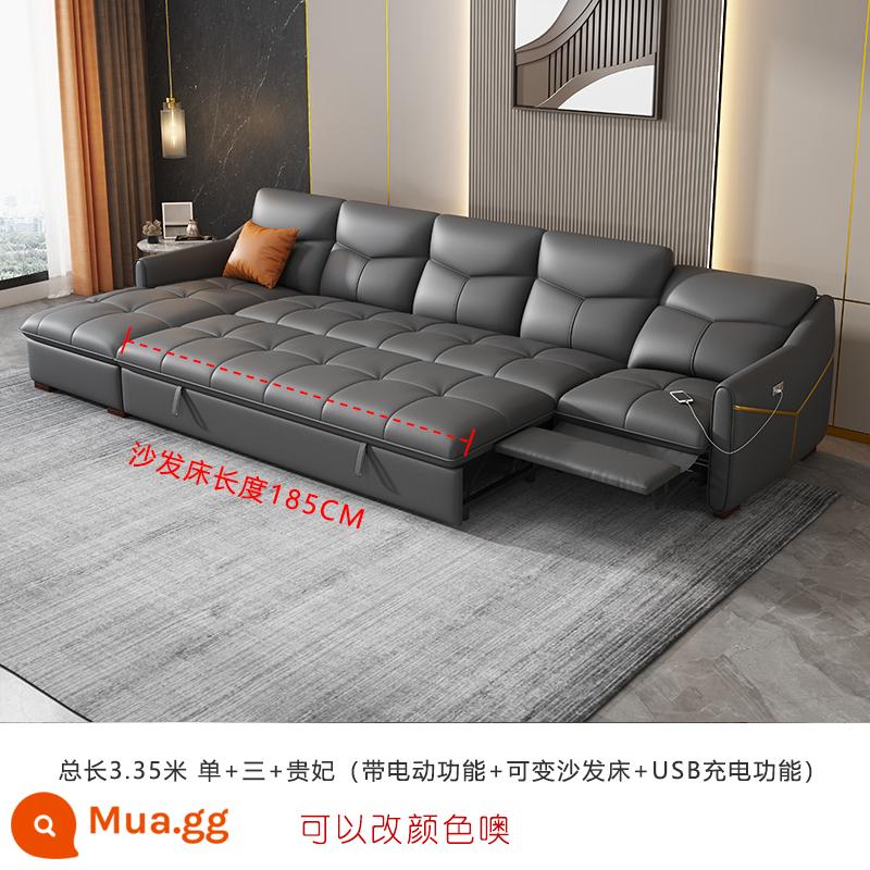 Điện Đa Năng Sofa Giường Đôi Có Thể Thu Vào Hàng Thẳng 4 Chỗ Phòng Khách Căn Hộ Nhỏ Đầu Sofa Da Lớp Da Bò - 3.35 đơn phi ba phòng (chức năng điện + giường sofa