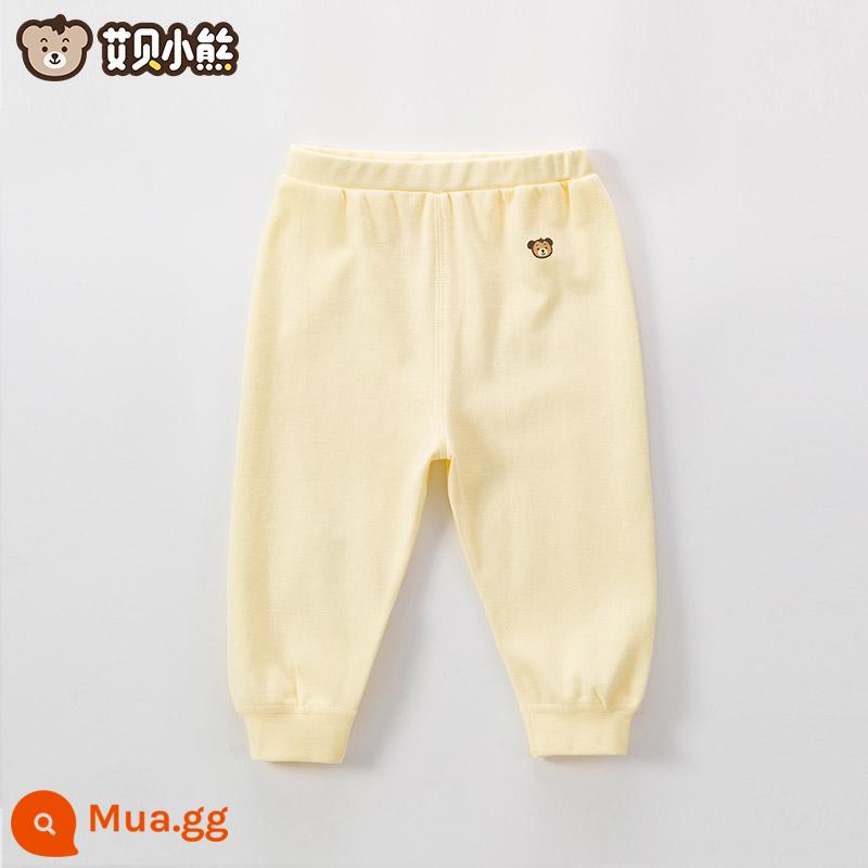 Quần áo mùa thu cho bé sơ sinh đứng tất cả cotton nguyên chất loại A mỏng mùa xuân và mùa thu quần vệ sinh trẻ em không xương một mảnh quần lót - Quần có thể điều chỉnh eo (màu vàng)