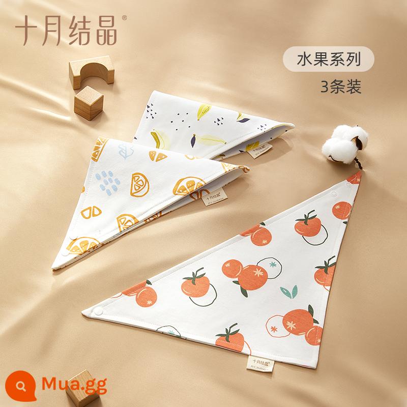 Tháng 10 pha lê nước bọt cho bé khăn khăn tam giác cho bé nguyên chất cotton yếm sơ sinh sơ sinh nam và nữ 3 gói mùa xuân và mùa thu - Mô hình nâng cấp! Dòng trái cây-(3 gói)