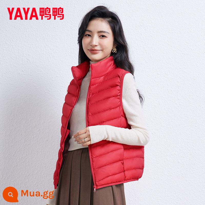 Vịt Xuống Áo Vest Nữ Mỏng Ngắn Cổ Áo Đứng Mùa Đông 2023 Mới Phong Cách Hot Di Động Phong Cách Hàn Quốc Thời Trang - trung quốc màu đỏ