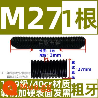 Thanh vít cường độ cao 8,8/10,9/12,9 thanh ren đầy đủ lớp ren vít đầy ren M6M8M10-M64 - Màu đỏ tím Cấp 10,9 M27*1 mét