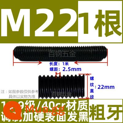 Thanh vít cường độ cao 8,8/10,9/12,9 thanh ren đầy đủ lớp ren vít đầy ren M6M8M10-M64 - Màu xanh đậm cấp 10,9 M22*1 mét