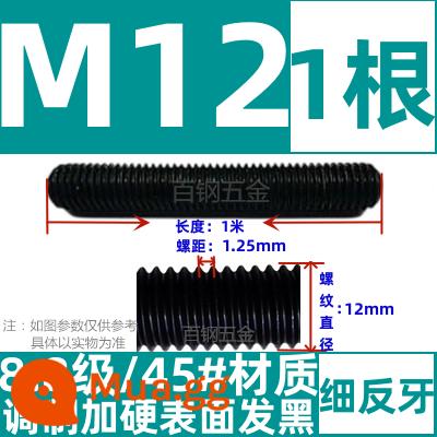 Thanh vít cường độ cao 8,8/10,9/12,9 thanh ren đầy đủ lớp ren vít đầy ren M6M8M10-M64 - Ren phản mỏng M12*1.25*1m