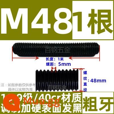 Thanh vít cường độ cao 8,8/10,9/12,9 thanh ren đầy đủ lớp ren vít đầy ren M6M8M10-M64 - Xanh 10,9 cấp M48*1 mét