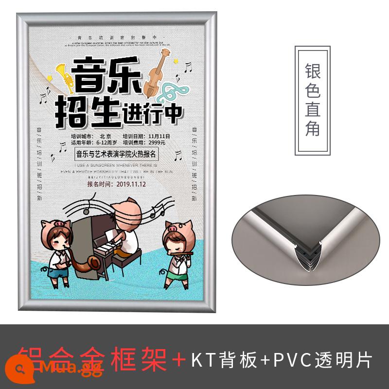 Khung áp phích hợp kim nhôm mở khung treo tường a4 khung ảnh có thể thay thế khung ảnh khung giấy chứng nhận đóng khung khung quảng cáo thang máy - Khung góc vuông màu bạc 2,5cm