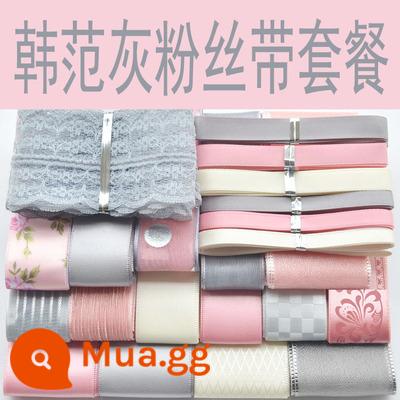 Người mới tự làm phụ kiện tóc nguyên liệu gói handmade ruy băng bộ tự chế nơ kẹp tóc kẹp tóc tóc vòng trang sức trọn gói - Ruy băng hồng xám 1 mảnh tổng cộng 24 mét