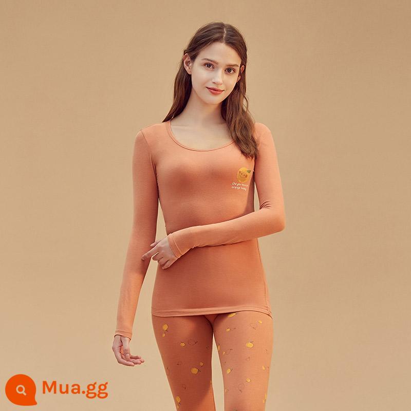 Top Guagua Qiuyi Quần Vệ Sinh Nữ In Hình Đáy Áo Len Cotton Thu Đông Cơ Thể Sưởi Ấm Quần Áo Phù Hợp Với Nữ YS2 - 11014 Trà Mật Ong Cam-Nữ