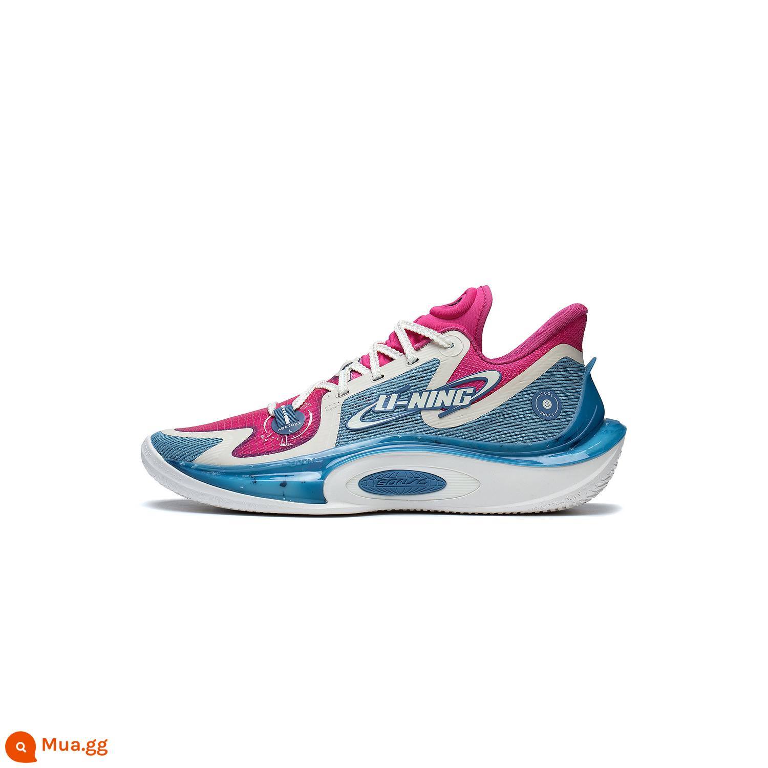 Li Ning Sonic 11 | Giày Bóng Rổ Low Top Nam Sonic 2023 Mới Chống Trơn Trượt Thoáng Khí Hỗ Trợ Giày Thể Thao Chống Mài Mòn - Thác xanh/đỏ hồng tươi/xám ánh trăng