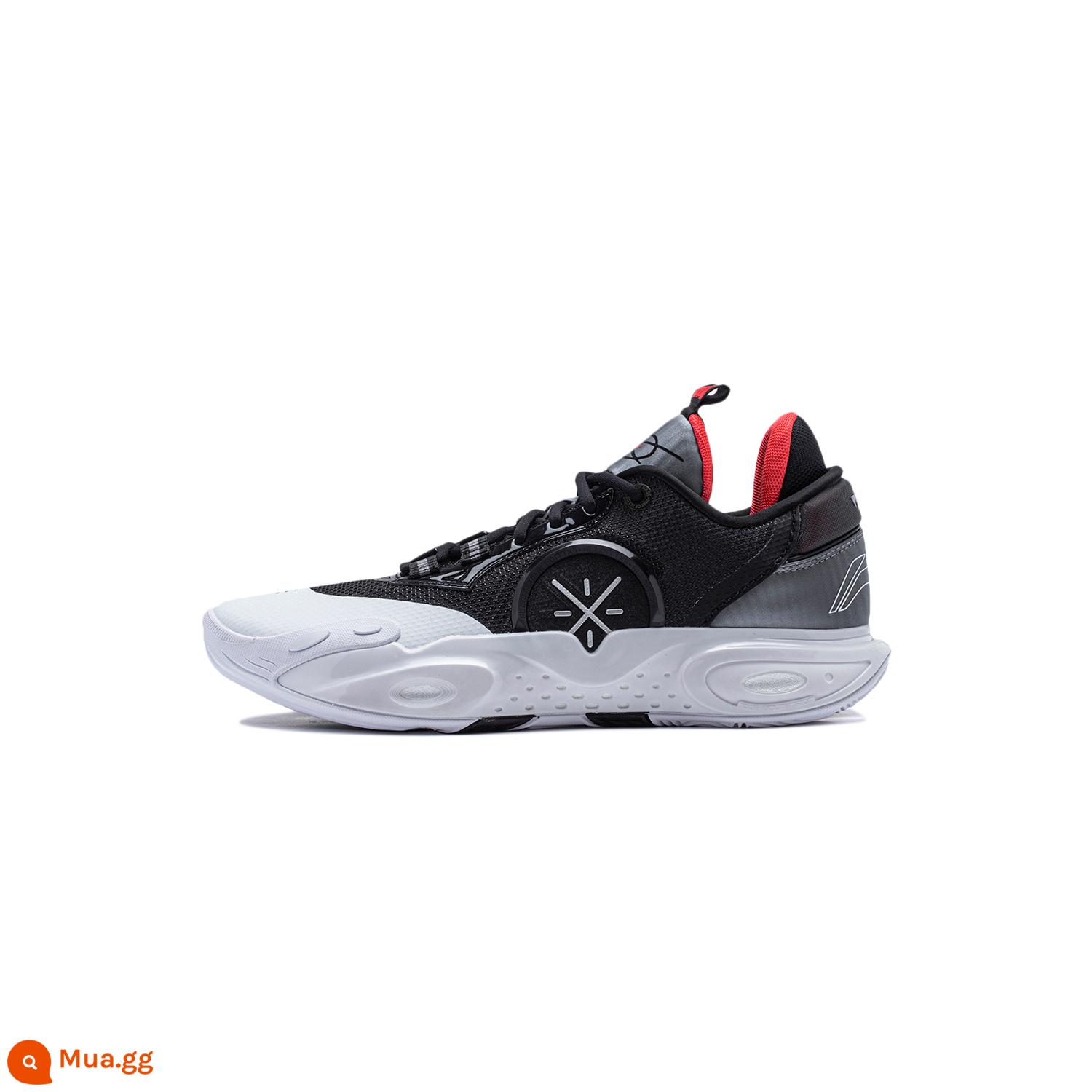 Li-Ning Wade City 12 | Giày bóng rổ ALLCITY12 Giày nam cổ thấp Giày thể thao bền nhẹ, độ đàn hồi cao - đen/tiêu chuẩn trắng