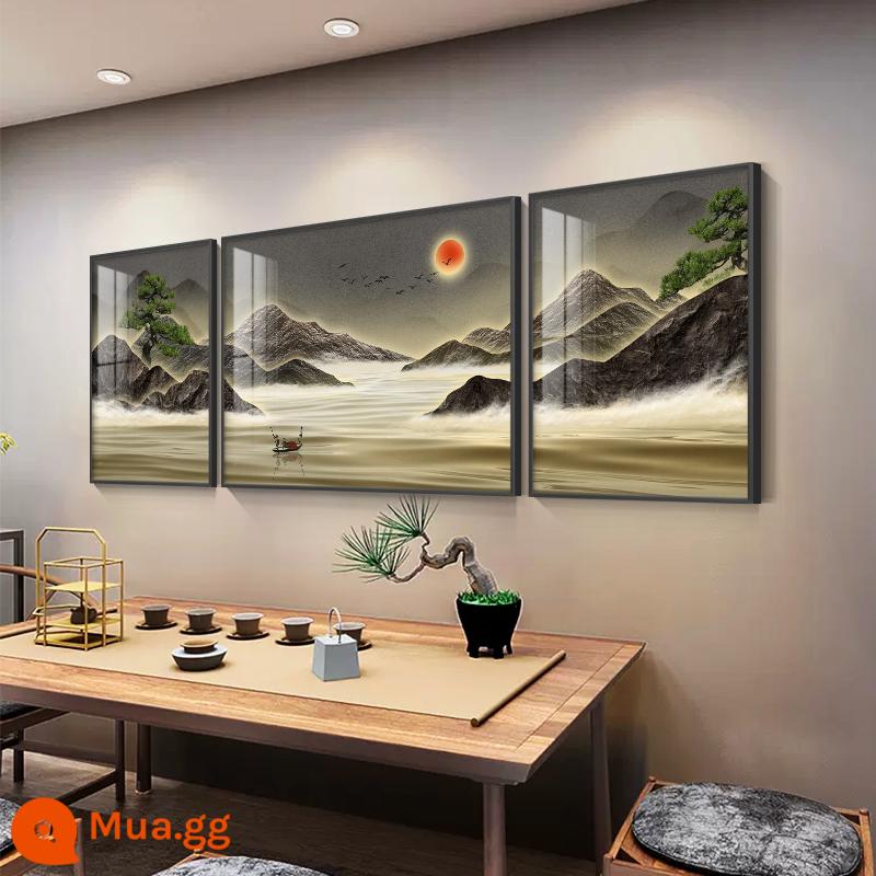 Hoan nghênh Songxin phong cách Trung Quốc phòng khách tranh trang trí bộ ba Zen phòng trà sofa nền tranh treo tường nghiên cứu phong cảnh tranh treo - Jinxiu Shanhe A