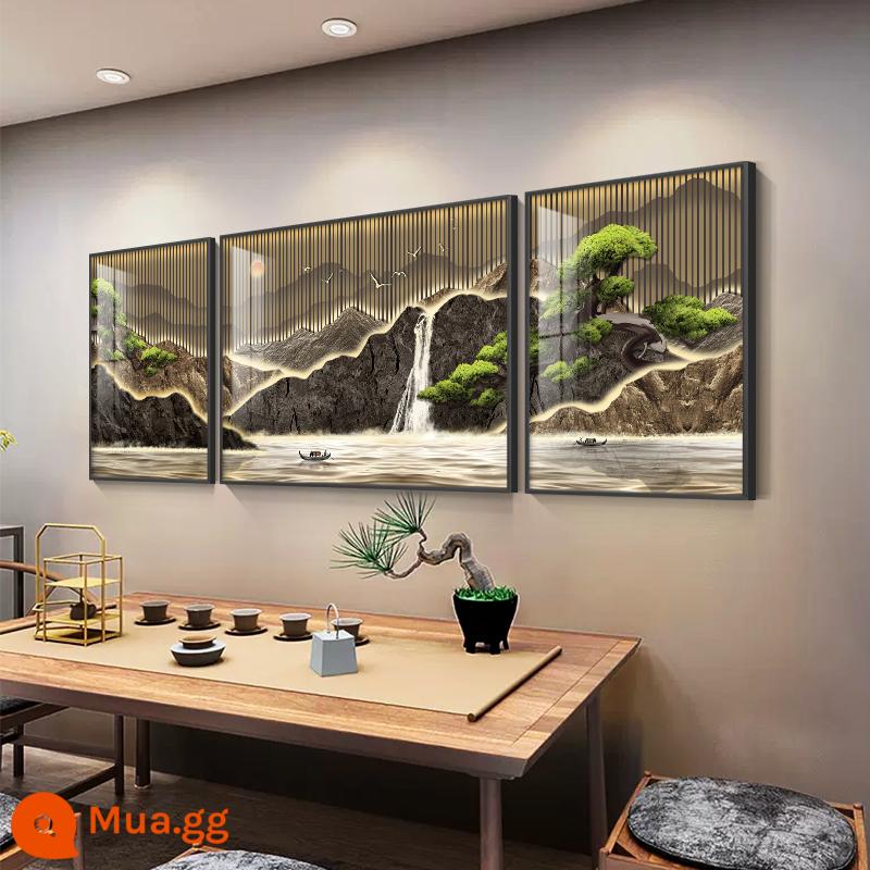 Hoan nghênh Songxin phong cách Trung Quốc phòng khách tranh trang trí bộ ba Zen phòng trà sofa nền tranh treo tường nghiên cứu phong cảnh tranh treo - Thiền phong cảnh A