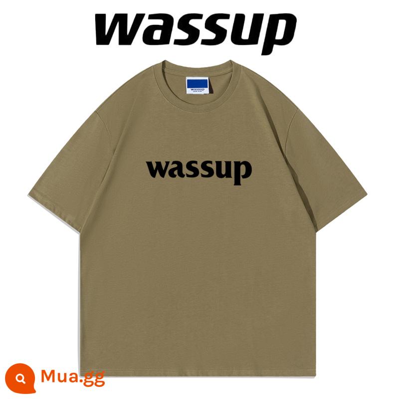 Nặng 260 gram WASSUP hàng đầu cửa hàng Guochao đích thực áo thun ngắn tay cotton mùa hè rời cặp đôi nam nữ - Con lạc đà