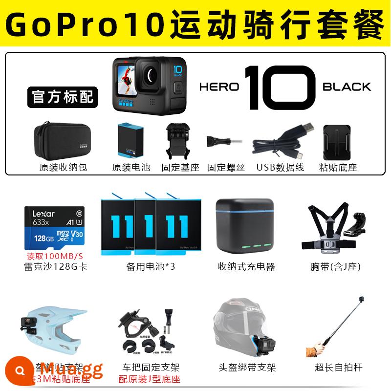 Camera thể thao GoPro10 trượt tuyết ngoài trời Video câu cá Luya chú chó đen ten go pro9 camera 5k dưới nước - Gói đạp xe thể thao GoPro10 của Ngân hàng Quốc gia