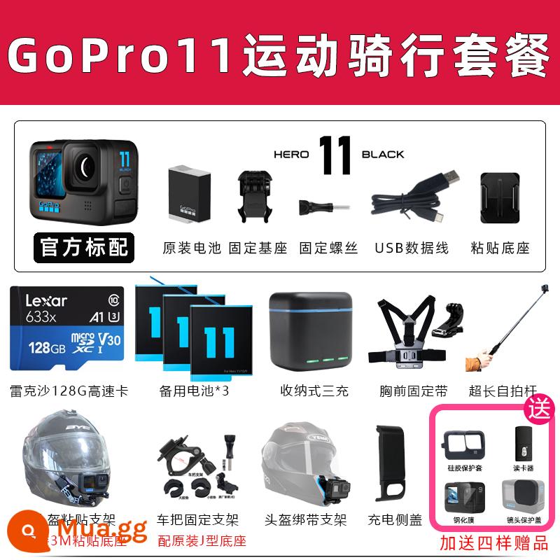 Camera thể thao GoPro HERO10/11/9 Luya cưỡi ngựa ngoài trời camera đi câu cá chuyên nghiệp dog 9 - Gói đạp xe thể thao GoPro11 của Ngân hàng Quốc gia