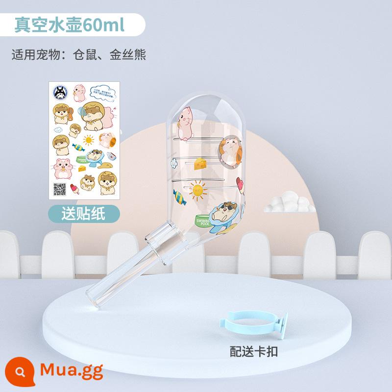 Thú cưng thỏ Shangtian đài phun nước uống tự động cho ăn và uống nước cho chuột hamster chinchilla chuột lang bóng đặc biệt bình nước nguồn cung cấp chai - Ấm đun nước có vòi thủy tinh - 60ml - Tặng miếng dán hoạt hình