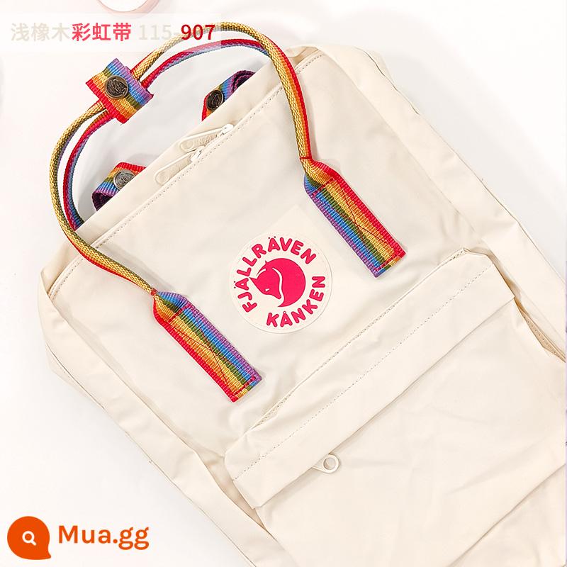 Ba lô kanken chính hãng cáo bắc cực / fjallraven Thụy Điển ba lô đi học cổ điển mini nam nữ - Dây đeo cầu vồng màu sồi nhạt 115-907