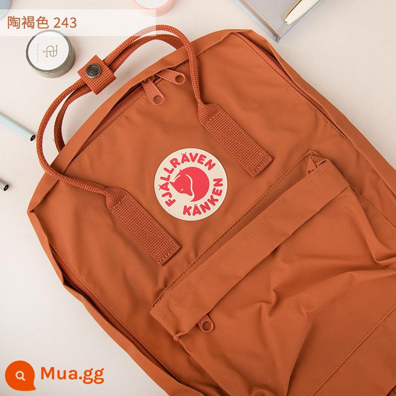 Ba lô kanken chính hãng cáo bắc cực / fjallraven Thụy Điển ba lô đi học cổ điển mini nam nữ - Gốm nâu 243