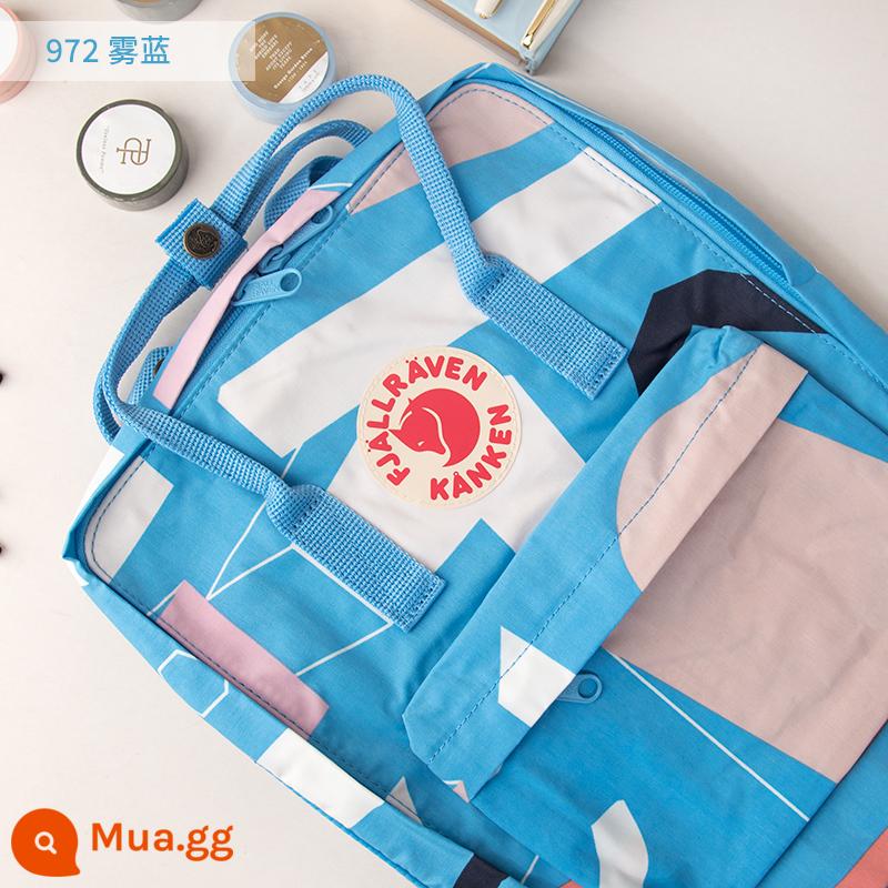 Ba lô kanken chính hãng cáo bắc cực / fjallraven Thụy Điển ba lô đi học cổ điển mini nam nữ - ART sương mù màu xanh 972