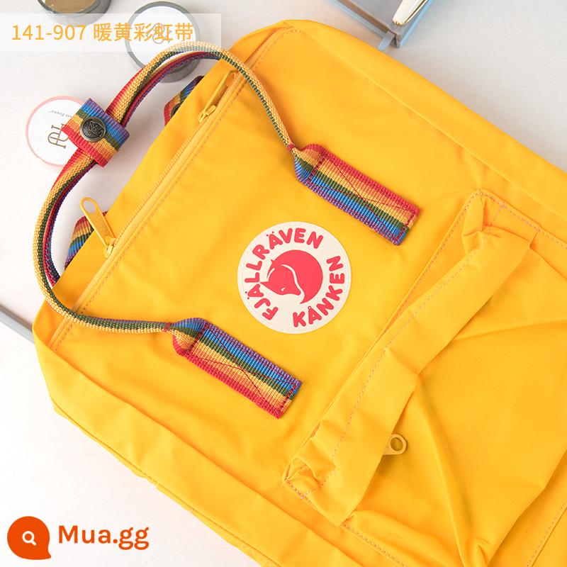 Ba lô kanken chính hãng cáo bắc cực / fjallraven Thụy Điển ba lô đi học cổ điển mini nam nữ - Dải cầu vồng màu vàng ấm áp 141-907