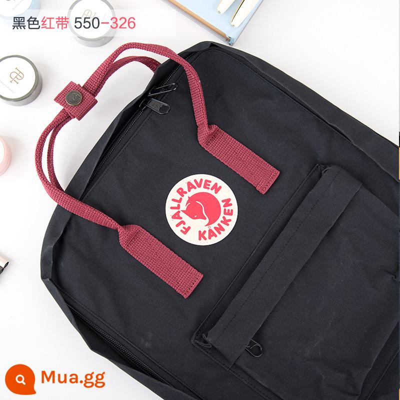 Ba lô kanken chính hãng cáo bắc cực / fjallraven Thụy Điển ba lô đi học cổ điển mini nam nữ - Đai đen đỏ 550-326