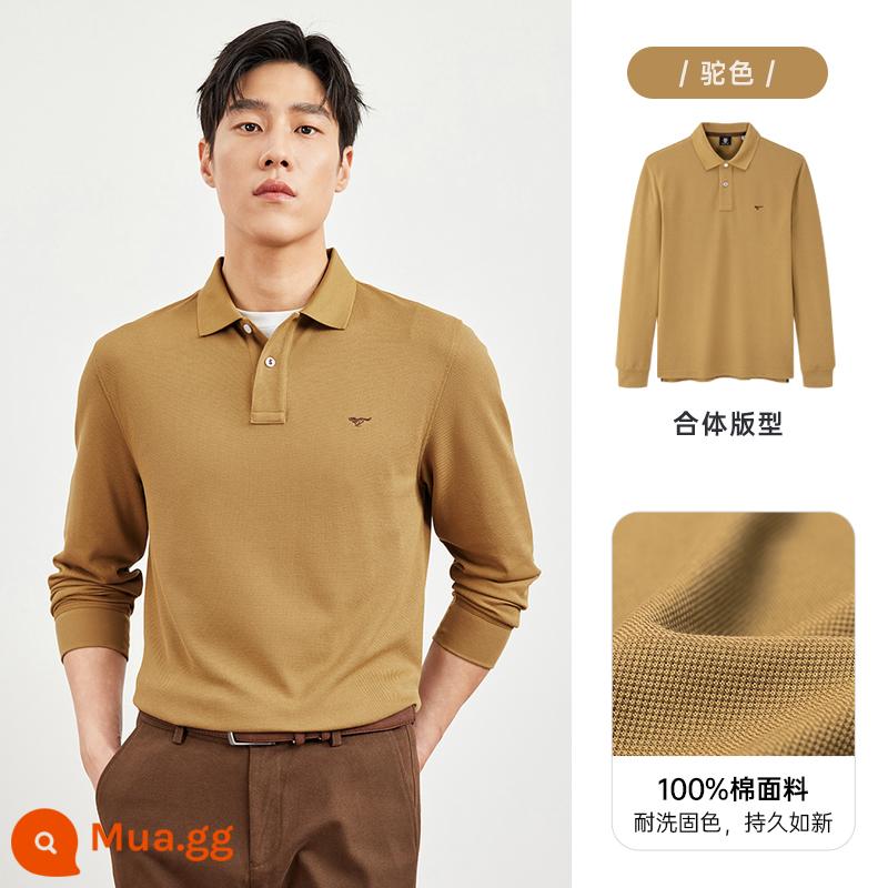 Bảy con sói cuộc sống sói dài tay Áo sơ mi nam mùa xuân và mùa thu cotton nguyên chất thoáng khí công việc bình thường nhiều màu T-shirt nam - 308(lạc đà)